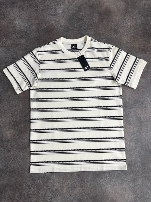 White Threads Striped T-Shirt - Cream